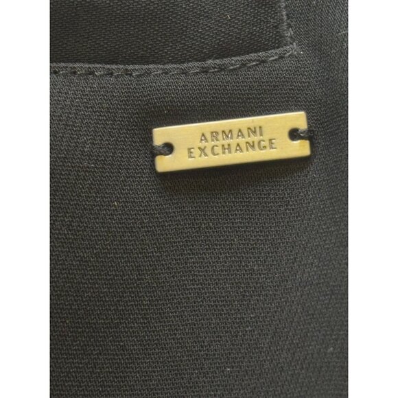 Armani Exchange Black & White Side Stripe Wide-Leg Pants 6 - Picture 3 of 5